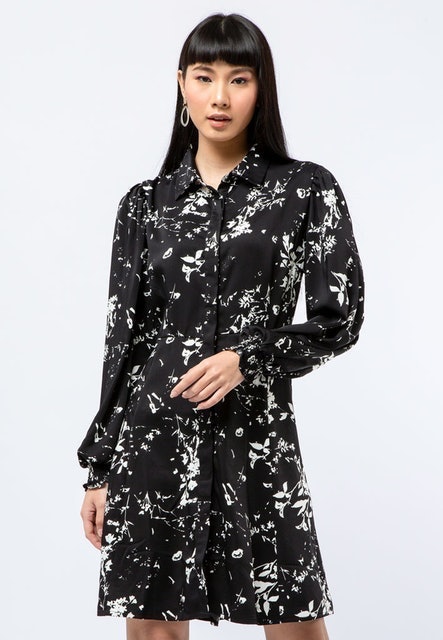 Delamibrands The Executive Printed Long Sleeves Mini Dress