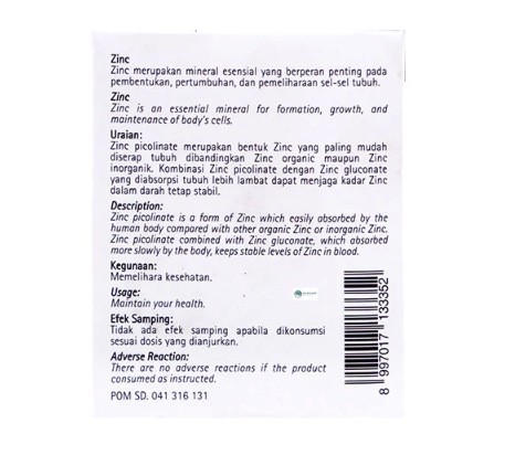 Pharmacore Nutraceuticals  Zinc Picolinate and Gluconate