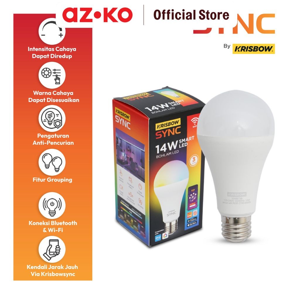 Krisbow Indonesia Krisbow® Sync Smart Bohlam LED 14W RGBCW