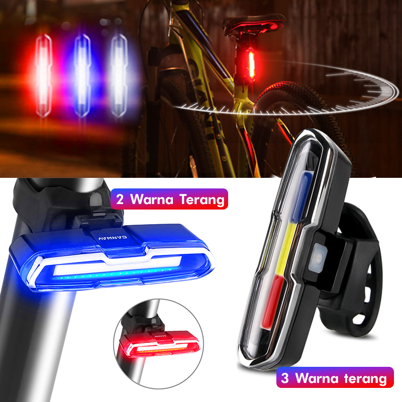  3 Warna Terang Red Blue White Lampu Belakang Sepeda LED 8 Modes