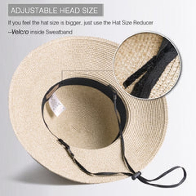 Women Summer Straw Beach Sun Hat Wide Ribbon 5