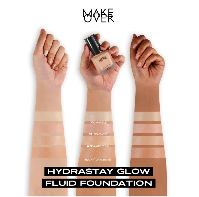 Paragon Technology and Innovation MAKE OVER Hydrastay Glow Fluid Foundation W22 Warm Ivory