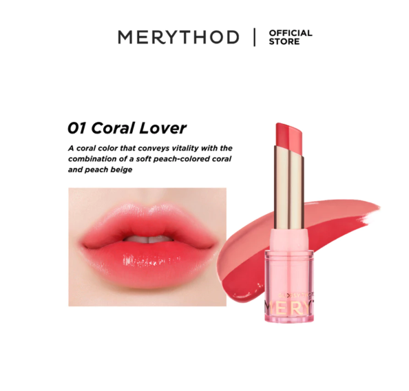 Herbio Herbal Alami MERYTHOD Glossy Twotone Lipstick 01 Coral Lover