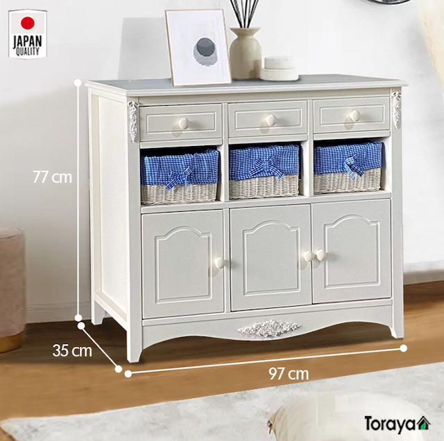 Toraya Lemari Rotan Laci Baju Bayi Rak Minimalis   RS-3D WH