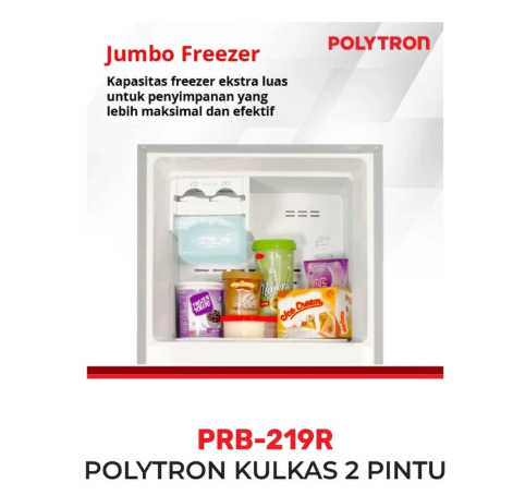 Hartono Istana Teknologi Polytron Kulkas 2 Pintu Metallic 210 Liter PRB 219B/R
