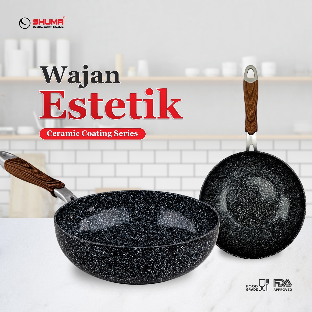 SHUMA Indonesia SHUMA Eco-Safe Plus Nonstick Ceramic Stir Wok 24 cm