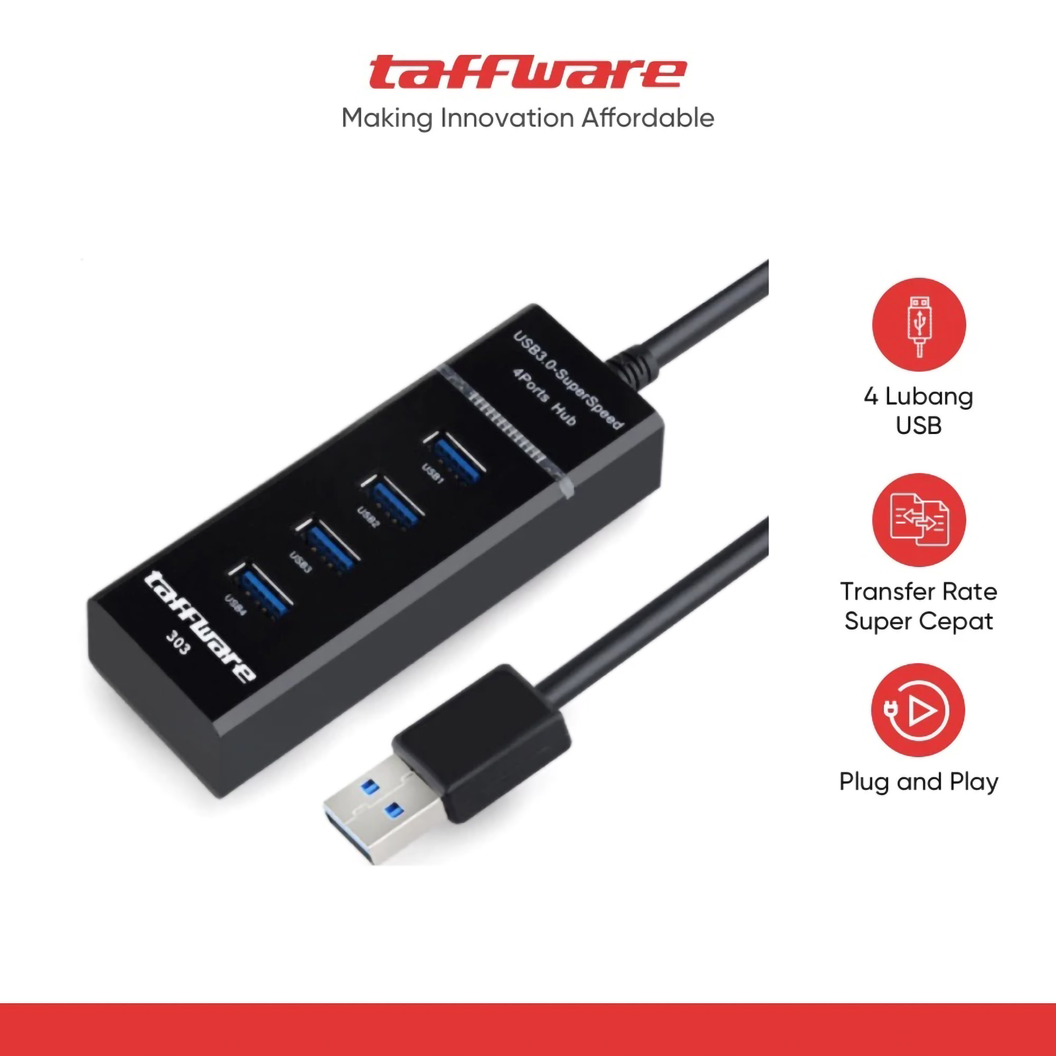 Taffware USB Hub 3.0 Adapter 4in1 USB 5Gbps 5