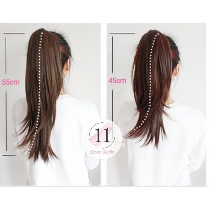  Hair Clip Ponytail Tali Lurus Natural Black 55 cm