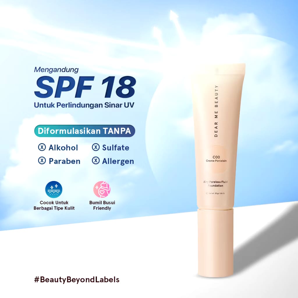 Garland Cantik Indonesia Dear Me Beauty Airy Poreless Fluid Foundation W02 Golden Beige