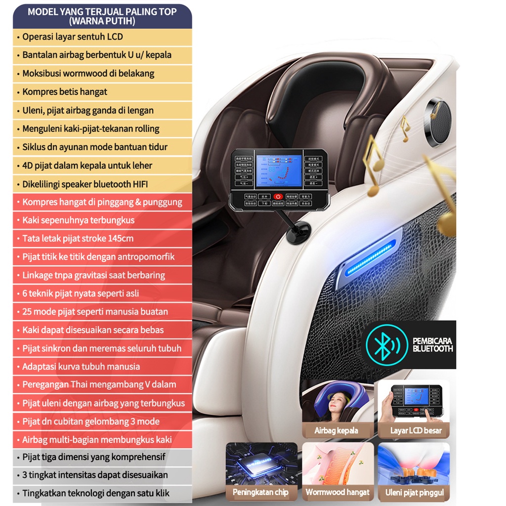  Benbo Kursi Pijat Mewah Otomatis + Kacamata Pijat