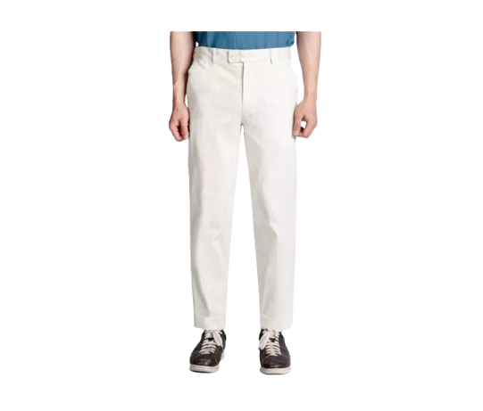 Blue Button Chino Ankle Pants Ivory White 