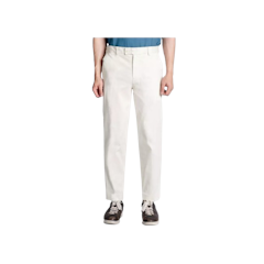 Blue Button Chino Ankle Pants Ivory White