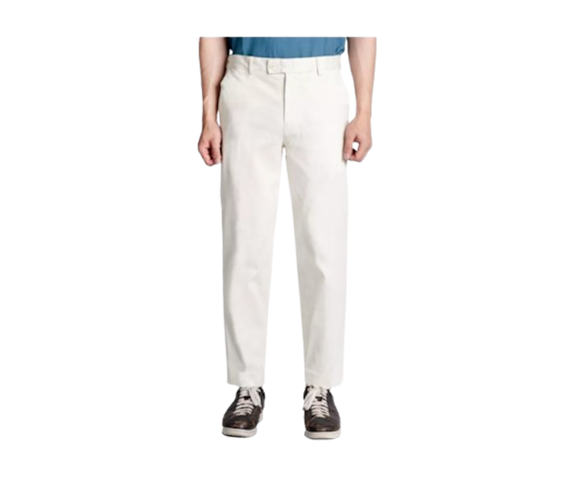 Blue Button Chino Ankle Pants Ivory White 1