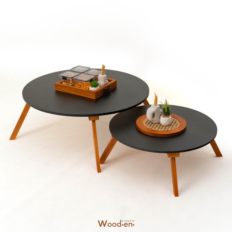 Wooden Projects Meja Lipat Bulat Lesehan 1