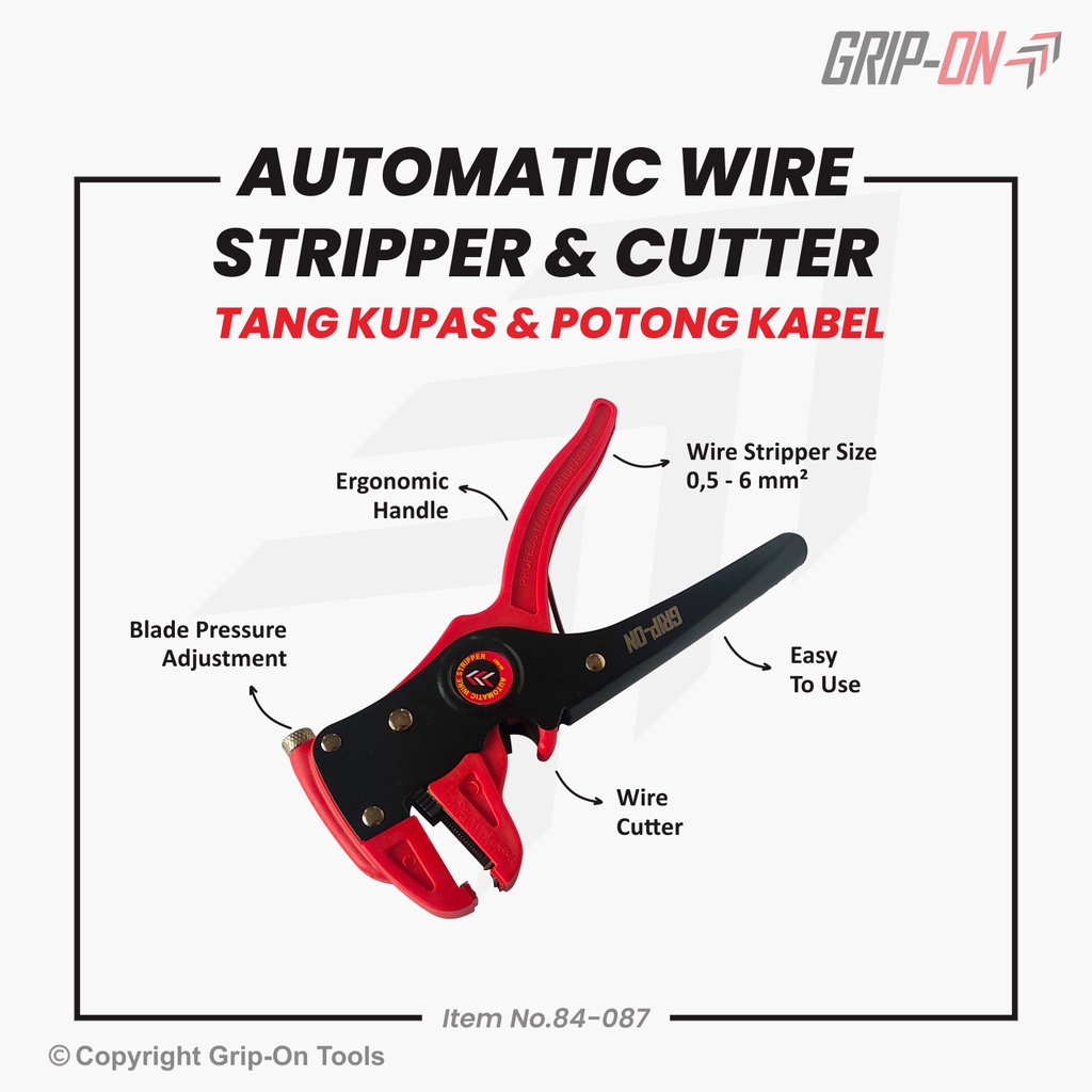 GRIP-ON Tang Kupas Potong Kabel Model F Kakatua  84-087