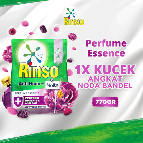 Unilever Indonesia Rinso Molto Deterjen Bubuk Anti Noda Perfume Essence