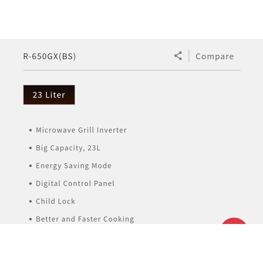 SHARP Electronics SHARP 23 Liter Microwave Grill Inverter Oven  R-650GX(BS)