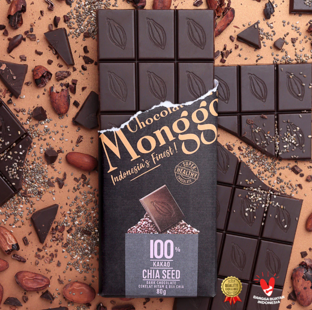 Chocolate Monggo 100% Cocoa Dark Chocolate Chia Seed
