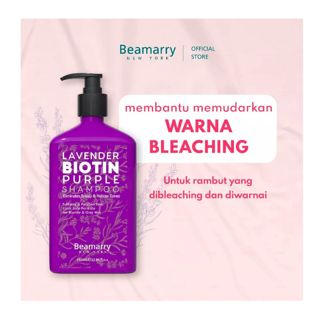 Beamarry Indonesia Makmur Beamarry New York Lavender Biotin Purple Shampoo 