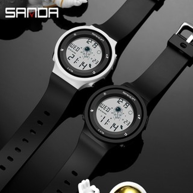 Sanda  Jam Tangan Wanita Pria Digital Tali Rubber Shockproof Antiair 2121