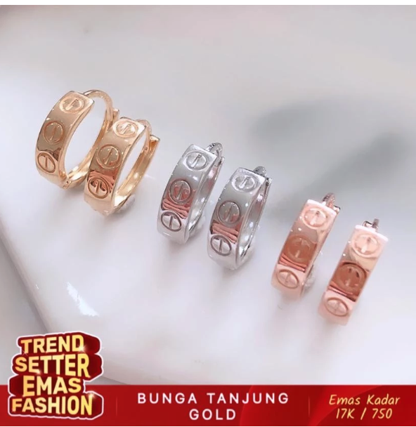 Sentosa Indika Bunga Tanjung Bunga Tanjung Gold Anting Klip Fashion Love Charlotte