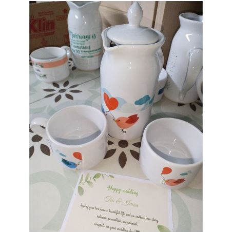 Hens Flower Gift Teko Cangkir Set