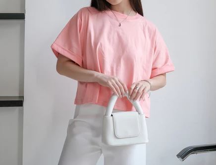 SAGI Yejin Oversized Crop Top Salmon Peach