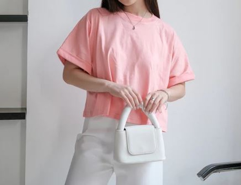 SAGI Yejin Oversized Crop Top Salmon Peach 2