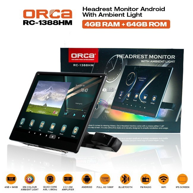 ORCA Headrest Monitor Android 11 Inch   2