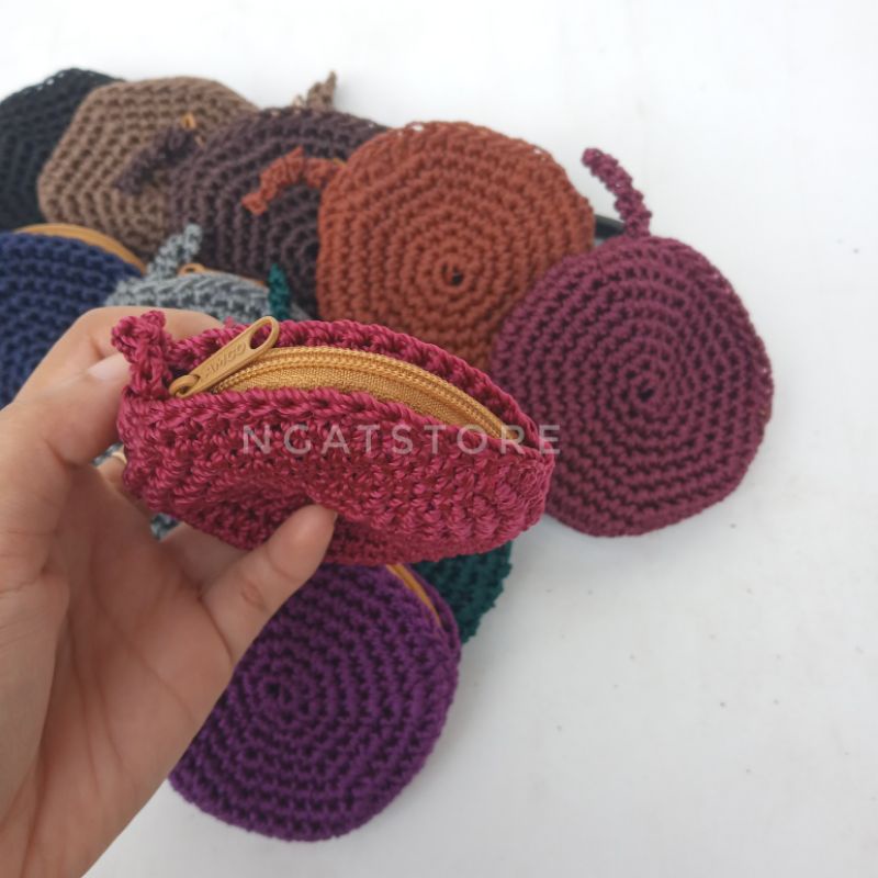  Dompet Koin Rajut Bulat Crochet Minie