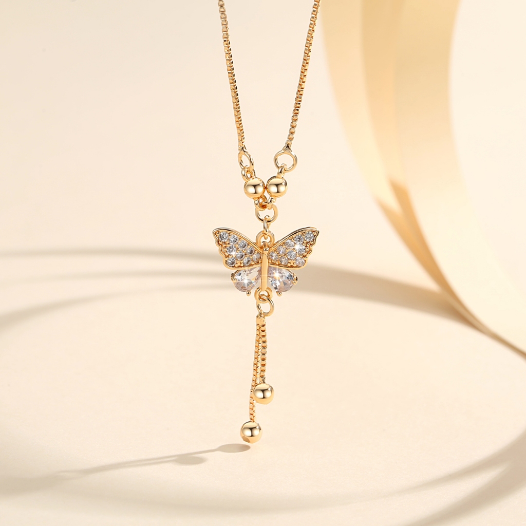  Lanme Jewelry Kalung Wanita Titanium Kupu-Kupu LM188