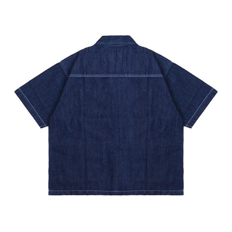Moxie Clark Boxy Shirt Oversize Denim Dark Blue 5