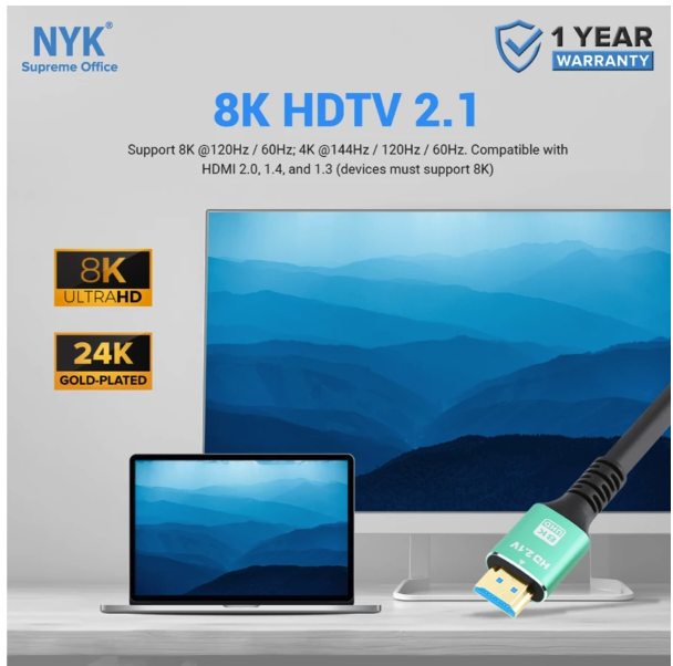 NYK Kabel HDMI to HDMI 2.1 Support 8K 4