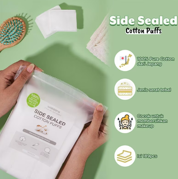 Watsons W SIDE SEALED COTTON PUFFS 189S 19189
