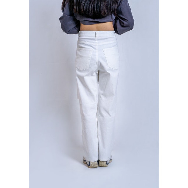 Hailey Wide Leg White Ripped Jeans 3