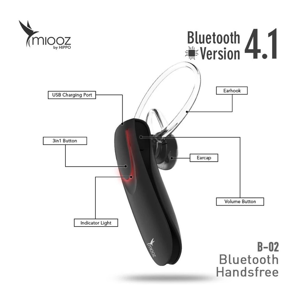 Inti Cemerlang Selaras HIPPO Handsfree Bluetooth MIOOZ  B02 