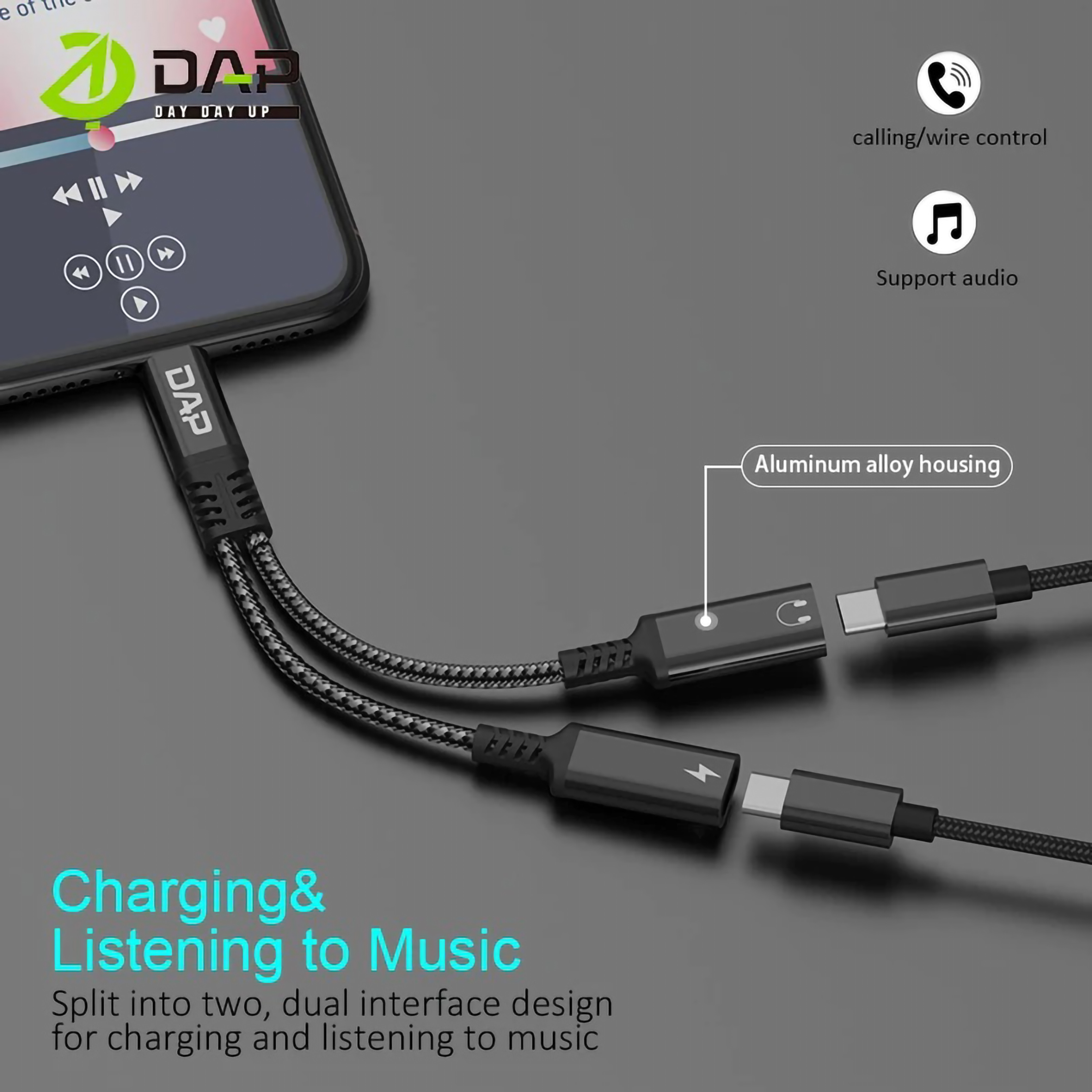  DAP Type C to 2 Type C Splitter D-AU16