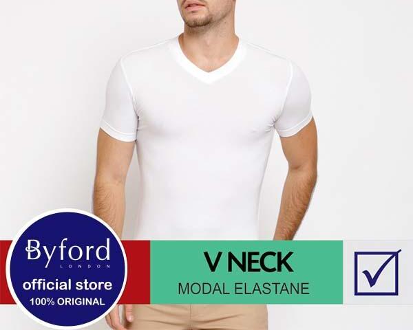 Byford Byford V Neck T-Shirt Modal By Tencel TBYT06V1MSWHT
