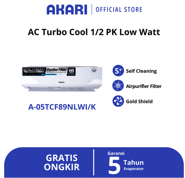 Panggung Electric Citrabuana Akari AC 1/2PK Turbo Cool Airpurifier A-05TCF89NLWI/K