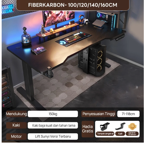  Xpanse Electrical Smart Desk Fiber Karbon