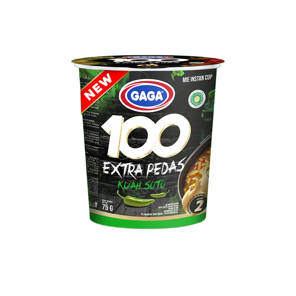 GAGA 100 Cup Extra Pedas Kuah Soto 1