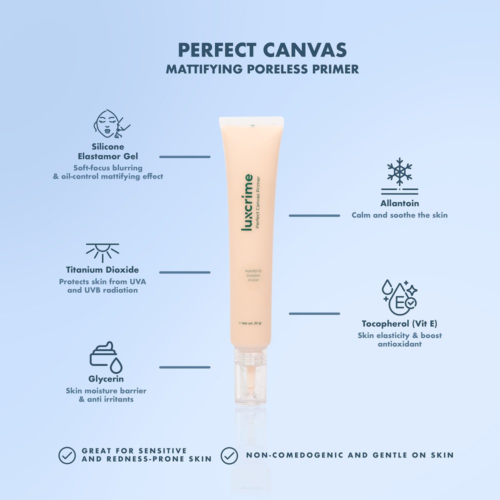 Luxury Cantika Indonesia Luxcrime Perfect Canvas Mattifying Poreless Primer