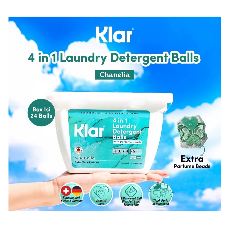 Stein Perkasa Internasional Klar 4 in 1 Laundry Detergent Balls Chanelia Box 24 pcs