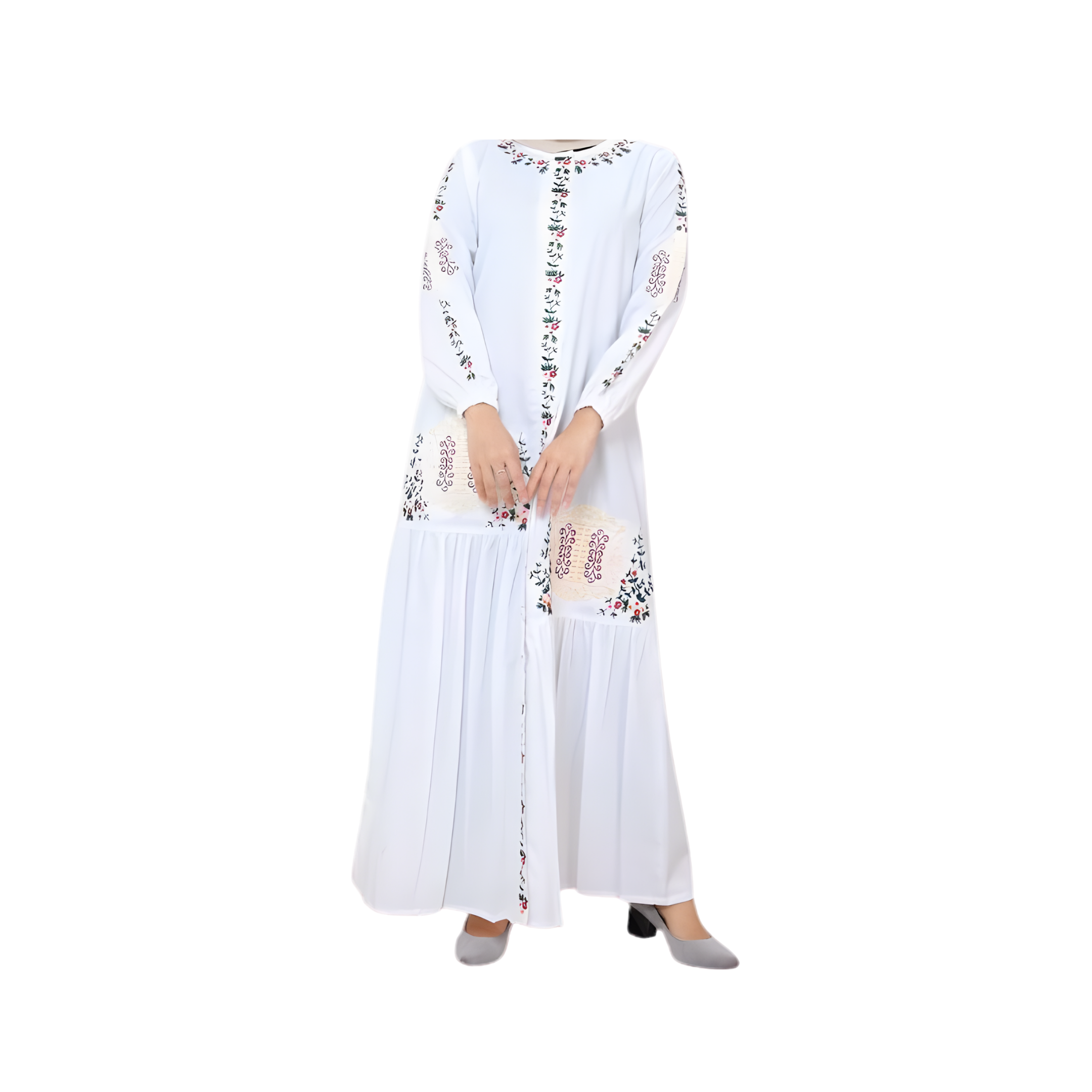 Elvrist Gamis Malika Katun Toyobo Bordir Pintu Aceh Putih