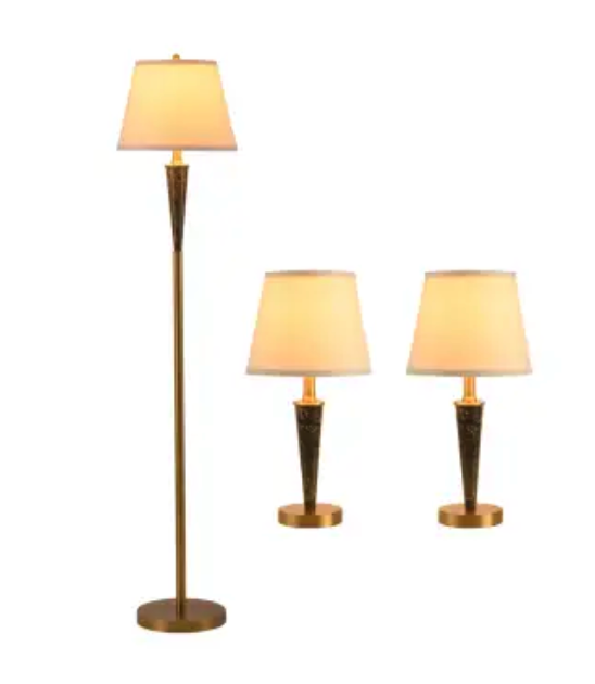 Eglare Set 3 Pcs Cassie Lampu Meja & Lampu Lantai Marble 1