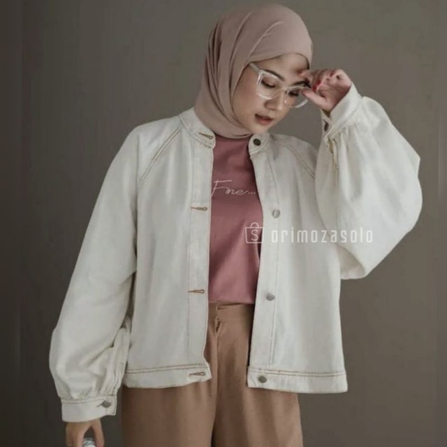 Orimoza Virza Jaket Jeans Wanita Lengan Balon