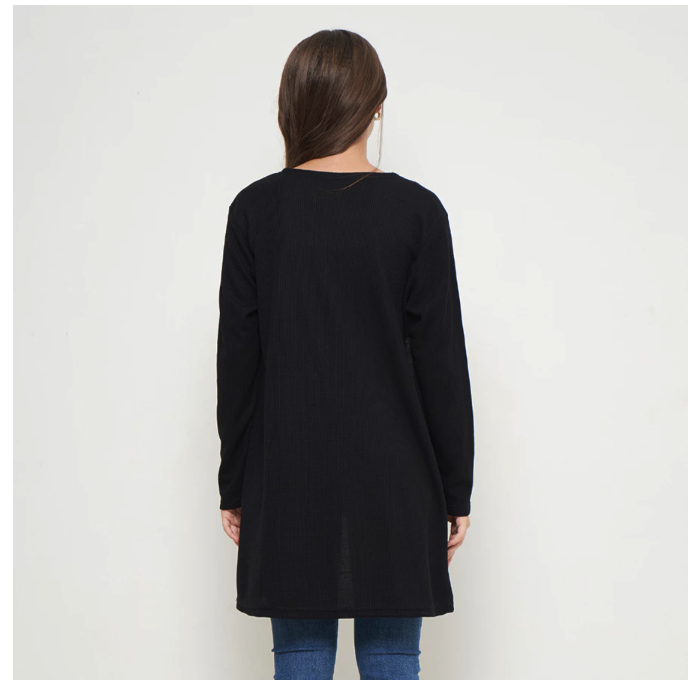  Dancus Cardigan Knit Waffle Hitam  SR002