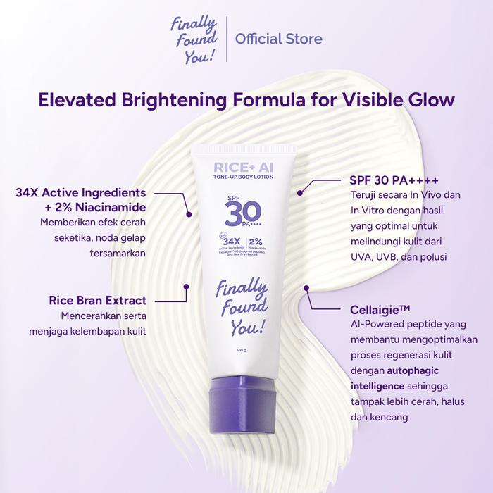 Karya Maharendra Innovation Finally Found You! RICE+ AI UV Bright Tone-Up Lotion SPF 30 PA++++
