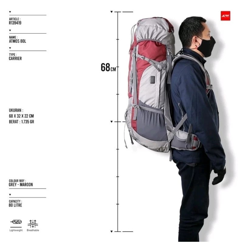 Trackerindo Anugerah Sejahtera Arei Outdoorgear Carrier Atmos 80 Liter
