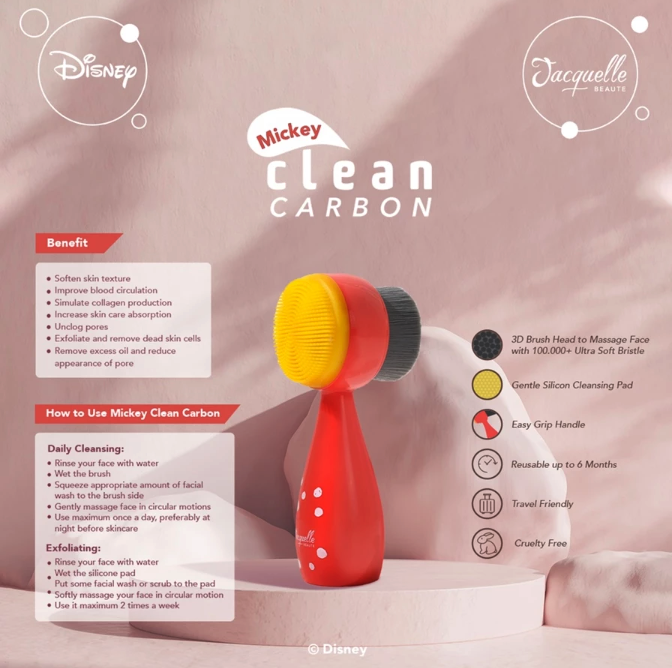 Jelita Anugerah Indonesia Jacquelle Beaute Clean Carbon Facial Brush Mickey Mouse Edition